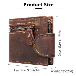 Portefeuille pour homme rétro minimaliste original, porte-monnaie à fermeture éclair, porte-cartes, portefeuille en cuir véritable pour homme - Product Image 6