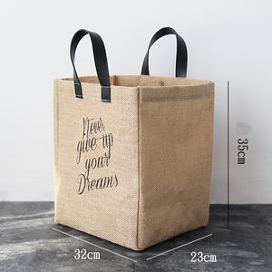 Sacs fourre-tout en jute écologiques avec logo personnalisé, poignées robustes et résistantes, fourre-tout d'épicerie en toile de jute naturelle pour usage quotidien, sac imprimé - Product Image 2