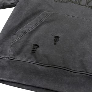 Sweat-shirts à capuche français surdimensionnés pour hommes, streetwear, 100% coton, imprimé en relief, style hip-hop, double manches, hiver - Product Image 4