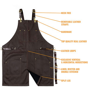 2025 nouveauté meilleur Logo personnalisé cuisine tablier en cuir lourd tablier de travail en cuir de soudage robuste avec votre Logo - Product Image 2