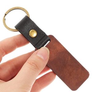 Porte-clés rectangulaire personnalisé en bois vierge pour plaque d'immatriculation, promotionnel, en gros - Product Image 2