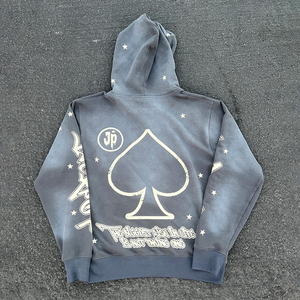 Fabricante de ropa de alta calidad 100% algodón 400 GSM Streetwear DTG impresión Vintage ácido lavado Sudadera con capucha para hombres - Product Image 2