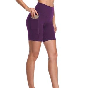 Short de yoga pour femme, couleur violette, sans couture, taille haute, séchage rapide, lifting des fesses, leggings - Product Image 4