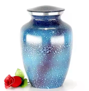 Urna de cremación duradera azul océano con acabado de manchas de mármol urnas de cenizas conmemorativas funerarias para servicios de entierro urnas de cenizas humanas para adultos - Product Image 1