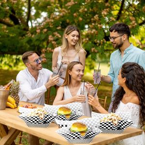 Plateaux de bateau en papier kraft jetables durables de 6x4 pouces de 1.6 pouces de haut plat compostable pliable et écologique pour la fête - Product Image 1