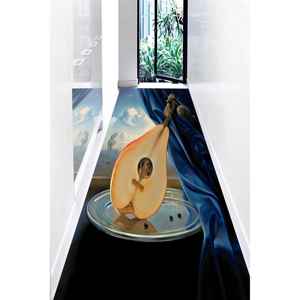 Tapis de sol guitare surréaliste, tapis d'art numérique en forme de poire, tapis de sol musical rêveur, tapis en chenille - Product Image 2