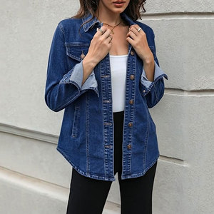 เสื้อโค้ทผ้ายีนส์ผู้หญิงเสื้อแจ็กเก็ตยีนส์ทรงหลวมมีกระเป๋าวินเทจแฟชั่นฤดูใบไม้ร่วงฤดูใบไม้ผลิฤดูใบไม้ร่วง - Product Image 6