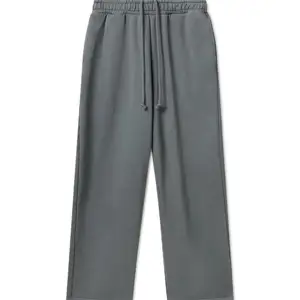 Pantaloni da jogging aperti in pile di cotone da 350gsm larghi da uomo con fondo largo in cotone spesso in cotone Y2K
