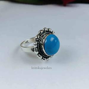 Anillo de Plata de Ley 925 Hecho a Mano con Turquesa Engastada en Bisel, Estilo Clásico, Joyería para Mujer, para Bodas y Fiestas, Regalo de San Valentín - Product Image 3