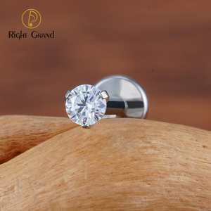 Terminale Superiore Push-Pin Senza Filettatura in Titanio ASTM F136 con Zircone Cubico da 2/2.5/3/4mm 18G per <span class=keywords><strong>Piercing</strong></span> a Lobo, Trago, Elice, Cartilagine, Naso - Product Image 3