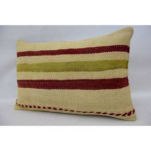 Almohada de lana de retazos Kilim tejida Beige, cojín decorativo con estampado Vintage de 16x24 pulgadas, portátil de plumas para ropa de cama, decoración de Navidad - Product Image 3