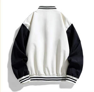 Chaqueta de Béisbol Personalizada OEM con Manga de Cuero, Talla Grande, Bordado Frontal de Chenille, Estilo Vintage Letterman Universitario para Hombre, Forro Polar - Product Image 2