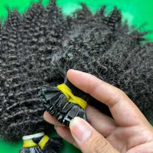 Vente en gros de vrais cheveux vietnamiens 100% meilleure qualité Extensions de cheveux bouclés à la kératine à pointe plate noire naturelle - Product Image 2