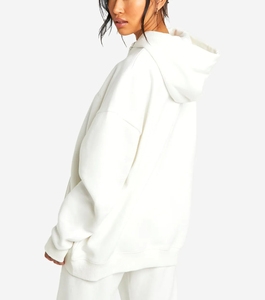 À la mode femmes sweat à capuche surdimensionné pull décontracté hiver Streetwear coton polaire coupe ample chaud confortable goutte épaule confortable - Product Image 4