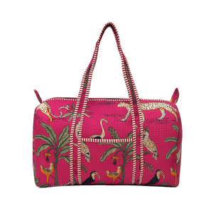 Sac de voyage week-end de luxe imprimé à la main en tissu indéformable, écologique, avec fermeture éclair, grande capacité, fabriqué au Rajasthan - Product Image 1