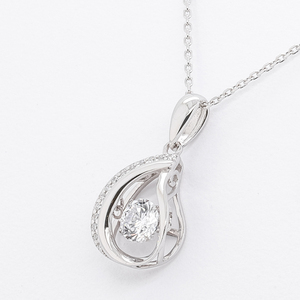 สร้อยคอจี้เครื่องประดับทองขาว10K สำหรับผู้หญิงฉีกรูปทรงโซ่เชื่อมโยงเพชรสวิสหินมุกเพชรสังเคราะห์สำหรับเป็นของขวัญ - Product Image 3