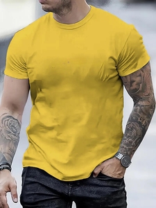 T-shirt décontracté pour homme 100 % coton respirant à manches courtes, col rond, couleur unie, idéal pour l'été et les activités de plein air - Product Image 6