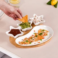 Elama Signature Plateau Tournant Moderne en Bois Écologique Art Déco pour Apéritifs et Condiments, Design Unique en Forme d'Étoile