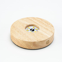 Veilleuse LED en bois massif avec cristal lumineux pour base boule Prise de lumière blanche chaude-USB pour lampe de chevet pour le Nouvel An