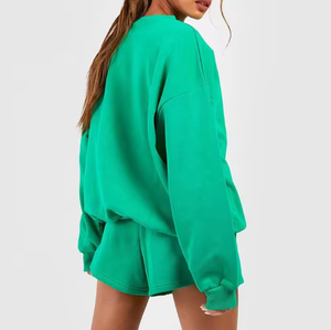 Ensembles d'entraînement de survêtements personnalisés des fabricants, short évasé à capuche et fermeture éclair pour femmes, ensemble 2 pièces, survêtements pour femmes - Product Image 2