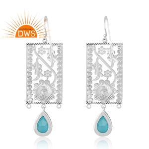 Vente chaude Oxydé Sterling Silver Doublet Santamaria Aquamarine Quartz Gemstone Dangle Boucle D'oreille Fabricant De Bijoux Personnalisé - Product Image 4