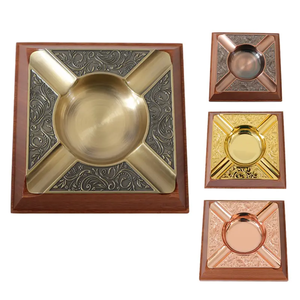 Cendrier à cigares en bois en métal carré classique 4 sièges pour Club de cigares Cendrier Porte-cigares en métal portables - Product Image 5