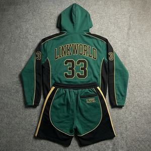 Ensemble de jogging en molleton d'hiver sur mesure OEM, 100% coton, coupe ample, ensemble sport 2 pièces (hoodie et short) pour homme - Product Image 2