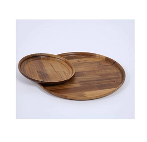 Assiette en bois d'acacia foncé, plateau de service au design moderne fabriqué à la main, couverts naturels, table en bois décorative, dernières assiettes à vaisselle - Product Image 5