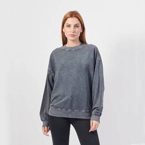 Vente en gros femmes blanc lavage goutte épaule sweat lourd détresse surdimensionné acide Vintage lavage à capuche pour les femmes - Product Image 2