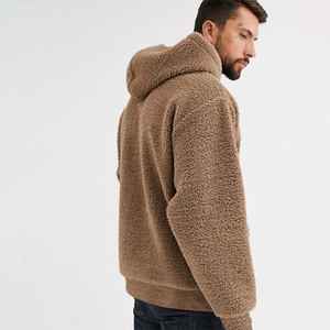 Sweat à capuche en polaire fourrure personnalisé de haute qualité Streetwear Sweat à capuche en polaire polaire à manches longues et deux poches pour hommes - Product Image 2