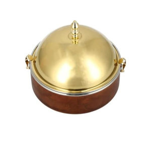 Nourriture en bois servant marmite en acier inoxydable casserole plat mariage fêtes d'anniversaire décor Buffet plus chaud hôtel fournitures - Product Image 3