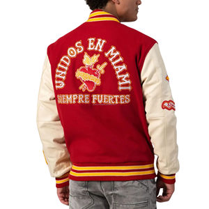 Chaqueta Varsity Unisex Estilo Western, Cuerpo de Lana, Mangas de Cuero, Cuello Redondo, Parches Vaqueros, Bordado con Diseños, Chaqueta Bomber - Product Image 2