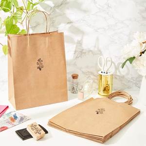 Sac en papier Kraft recyclé avec poignées, vente en gros, sac à provisions en papier, vaisselle en papier - Product Image 1