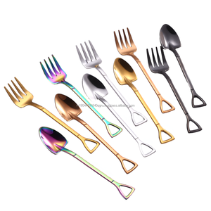 Juego de tenedor de cuchara de diseño en forma de pala pequeña Multicolor para pastel, té, café, postre de hielo, restaurante, Hotel, fiesta de comedor - Product Image 1