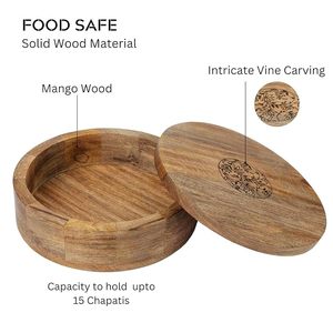 Multi-Design Printed Handcrafted <b>Wooden</b> Chapati <b>Box</b> with Moisture-Proof Dishwasher Safe Base for Dining Table Presentation India - Product Image 6