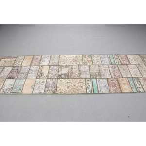 26x8,8 ft Vintage Eco-Friendly Turkish <b>Wool</b> Rug <b>Brown</b> Patchwork with Latex Backing - Product Image 3