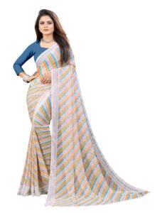 Bandhani Femme Imprimé Soie Georgette Saree Prêt-à-porter Fête Porter avec Blouse Découpée Pièce Produit En Vrac - Product Image 2