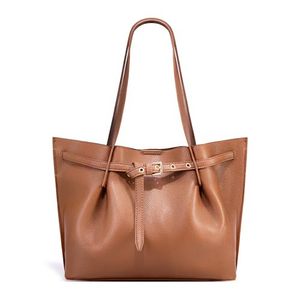 Sac à main décontracté en cuir PU marron caramel pour femme Montana West, taille L, avec accent ceinture et fermeture éclair - Product Image 1