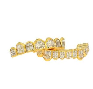 Couleur jaune Grillz personnalisée et poussière de diamant, coupe diamant, Hip Hop Grillz personnalisé, argent sterling Grillz 925, or 10K 14K - Product Image 1