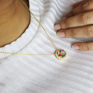 Collar con colgante de rubí Esmeralda Collar hecho a mano de Plata de Ley 925-Regalo de aniversario - Product Image 1