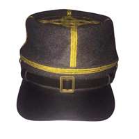 Gorra de Oficial de la Guerra Civil Estadounidense, Forro Marrón Butternut, Tela 100% Lana, Gorras y Sombreros de la Era de la Guerra Civil