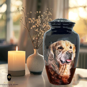 Urnas de cremación de aluminio hechas a mano Diseño grabado para perros Urnas de cremación | Elegante revestimiento Meena Diseño a prueba de fugas - Product Image 6