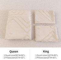 Set Sprei 3 Potong Bordir Shabby Chic Rumah Bergaya Boho Tekstur Geometris Set Sprei