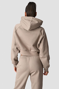 Sweat à capuche femme Stonewashed Technique Anti-rides respirant Logo personnalisé broderie gros pull court pour l'entraînement de gymnastique - Product Image 2