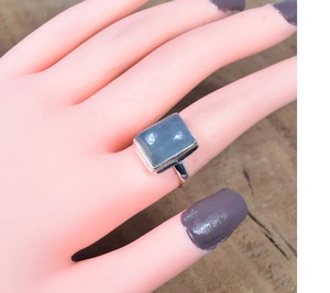 แหวนพลอยอะความารีนธรรมชาติ925เงินสเตอร์ลิงเครื่องประดับที่สง่างามสำหรับผู้หญิงหินวันเกิดของขวัญคริสต์มาส - Product Image 3