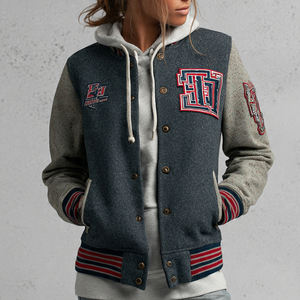 Chaqueta Varsity Holgada con Bordado, Chaqueta Varsity de Lana con Botones y Hombros Caídos, Chaqueta Varsity Extra Grande para Mujer, Chaqueta Varsity de Invierno - Product Image 5