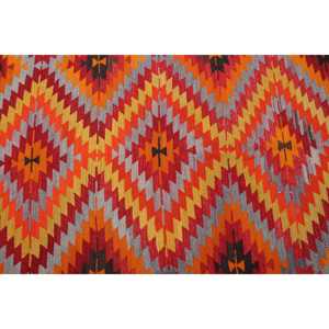 5.8x8.8 ft Rug, Vintage Turkish Rug, <b>Red</b> Solid <b>Wool</b> Rug - Product Image 3