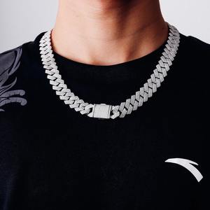 Ensemble de bijoux fins de luxe, chaîne cubaine en moissanite à trois rangs de 15 mm, argent sterling 925, collier et bracelet sertis de diamants - Product Image 2