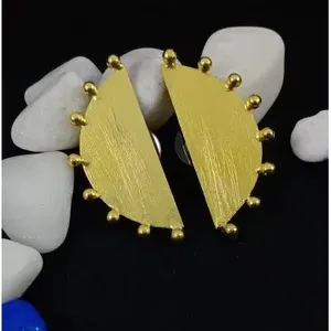 Brass Gold Plated Stud and Hoop <b>Earrings</b> with <b>Opal</b> Pearl Diamond - Product Image 3