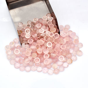 Vente en gros de cabochon à dos plat en quartz rose rose naturel 9x9mm Prix d'usine Pierre précieuse en vrac semi-précieuse pour la fabrication de bijoux - Product Image 2